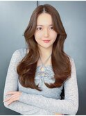 くびれヘア美髪ロング顔周りレイヤー_F90073