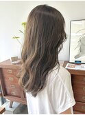 ブリーチなしオリーブカラー　レイヤーカット夏カラー秋カラー