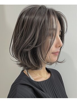 ネックス 表参道本店(nex) デザインカラーレイヤーカットウェットヘアオリーブベージュ白髪