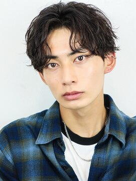 オーシャントーキョーハラジュク(OCEAN TOKYO harajuku) 波巻きパーマ/センターパート/黒髪/ツーブロック/マッシュ