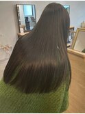透明感カラーオリーブアッシュ＊艶髪ストレートロング冬カラー