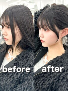 アマトウキョウ アユンチェ(AMA TOKYO×AYUNCHE) 前髪顔まわり韓国ヘアレイヤーカットサイドバンク2wayバンク韓国