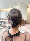 リボンカチモリ/ヘアアレンジ/結婚式ヘア/お呼ばれヘア