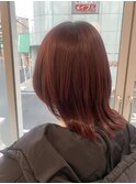 ブリーチなしダブルカラー，レッド，ウルフカット【草加】