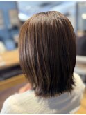 【切りっぱなしボブ×オリーブベージュ】