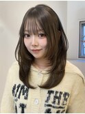 ミディアムハッシュレイヤーカットモカベージュピンクグレージュ