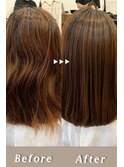 ツヤ髪ストレート＊髪質改善ブリーチなしニュアンスカラー