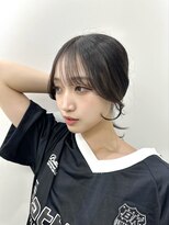 前髪ありこなれミディイメチェンウェーブパーマアンブレラカラー