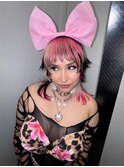 レイヤーハイレイヤーマレットヘアデザインカラーブロックカラー