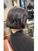 ウェーブボブ　プードルパーマ透明感ブラウン　20代30代40代