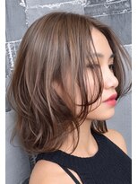 アース いわき店(HAIR&MAKE EARTH)&nbsp;センターパートのレイヤーボブパーマ