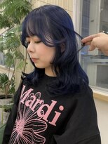 パークレーン アイス イヴェン(park lane ICI yeven)&nbsp;ブリーチあり 韓国風ブルーブラック艶ネイビー/Akari