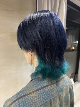 アンククラシックヘアー(ank classic hair) 《ネイビー×ターコイズグリーン》ダブルカラー