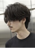 原宿フェザーパーマニュアンスパーマメンズカットセンターパート