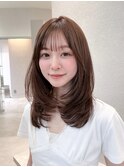 ★ワンカールレイヤーシースルーバングオリーブベージュ