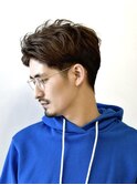 大人男性 センターパート 刈り上げ ニュアンスパーマ
