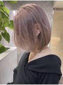 ピンクベージュカラーくびれショートボブダブルカラー韓国★