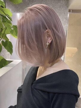 サンク 原宿 表参道(cinq) ピンクベージュカラーくびれショートボブダブルカラー韓国★