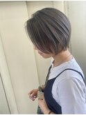 大人可愛いショートボブ/白髪ぼかし/ハイライトカラー