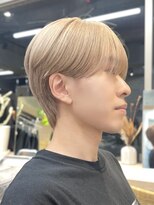 韓国風メンズミルクティーベージュダブルカラーハイトーンカラー