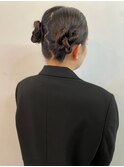 お団子ツイン　ヘアセット　卒業式　結婚式　20代30代