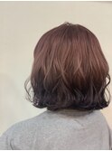 大人可愛いダブルカラーピンク裾パープルブラックミニウルフ