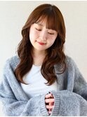 韓国風ゆる巻きロング×波巻き×メープルブラウン