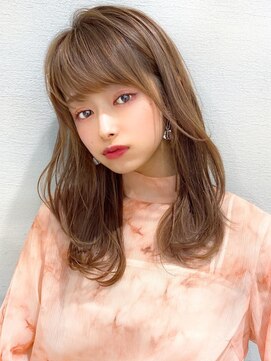 ラルユー 金山(LallYou) 大人かわいいくびれヘアセミロング × ミルクティーベージュ