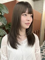 ノード(NODE)&nbsp;栄カットカラー透明感ナチュラルロング　オリーブブラウン