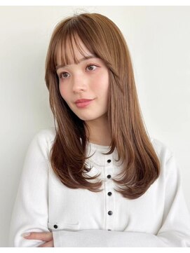 モッズヘア 越谷(mod's hair) 髪質改善/ミディアムレイヤーカット/ココアベージュ/小顔p越谷