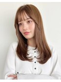 髪質改善/ミディアムレイヤーカット/ココアベージュ/小顔p越谷