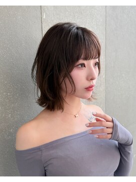 髪質改善サロン hearts. 熊本/縮毛矯正/レイヤーカット/ショートボブ【ハーツ】 ミニボブレイヤー/レイヤーカット/スモーキーカラー/顔周り/熊本
