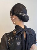 シニヨン/シンプルシニヨン/お団子/金箔/銀箔/ヘアセット/登戸