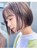 ニュアンスカラー×ヌーディーベージュ×コンパクトミニボブ