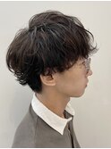 カット＋パーマ/波巻きパーマ/センターパート/ニュアンスパーマ