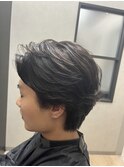 カット×ナチュラルパーマ×刈り上げなし