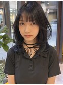 ミディアム　レイヤー　ワンカールレイヤー　暗髪ヘア