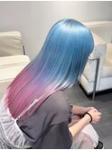 10327渋谷秋色ハイトーンカラーレイヤーロングツートンカラー