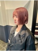 【MORGAN】ピンクベージュ×ぱっつんボブ