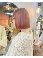 チャプター 問屋町(chapter)&nbsp;ケアブリーチダブルカラーピンクベージュ切りっぱなし韓国ボブ