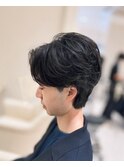 ニュアンスパーマセンターパートフェザーパーマワンカールパーマ