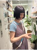 オン眉 オン眉ボブ 姫カット ぱっつんボブ 切りっぱなしボブ