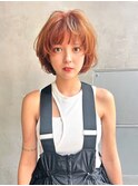 Aimee町田　カッパーオレンジ×前上がりボブ