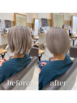 ミラバイケンジ 藤沢(Mira by KENJE) 白髪ぼかしハイライトカラー30代40代50代ブルーグレージュ
