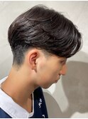 メンズセンターパートウルフセンターパートニュアンスパーマ襟足