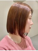 ボブエモージュ小顔カットシースルーバング大人ガーリーレイヤー
