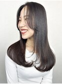 髪質改善トリートメント　韓国風ロング　ダークグレー