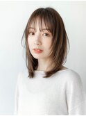 大人かわいい前髪セシルカットココアブラウンフリンジウェーブ