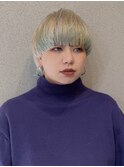マッシュウルフ/ミントグリーンルーツカラー/ハイトーン
