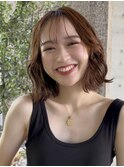 ＋ウェーブミディアム似合わせカットミディアムパーマボブパーマ